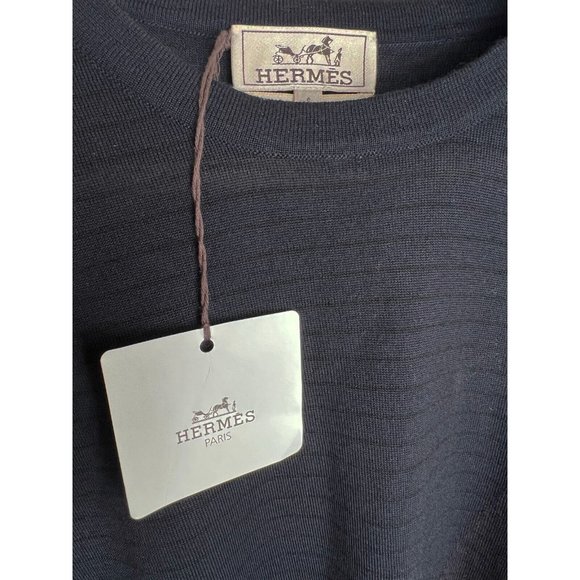 New Hermes 100% Cashmere Mens Crewneck Colorblock Sweater - Picture 7 of 16